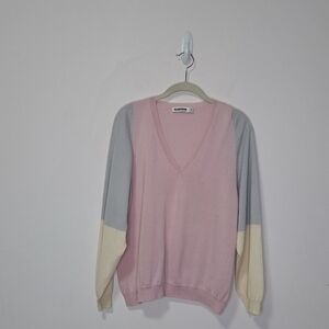 Jill Sander V Neck Silk Cashmere Blend Sweater Pink 40